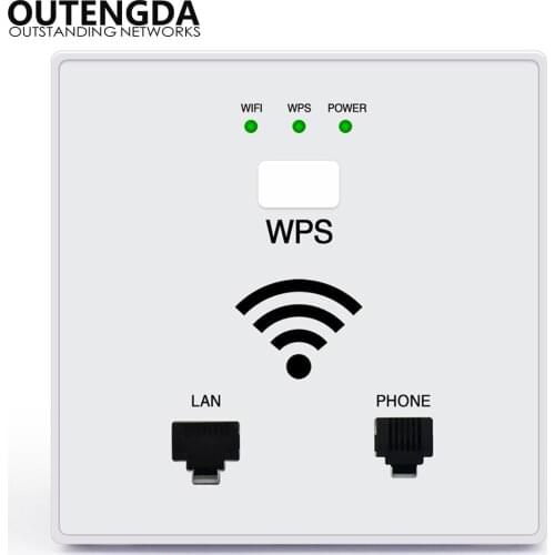 300Mbps in Wall WiFi Access Point Wireless Socket AP for Hotel WiFi Project Support AC Management RJ45 RJ11 WPS Encryption