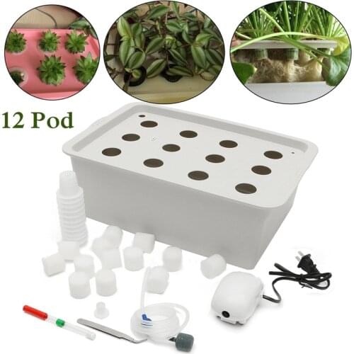 12 Holes Garden Plant Site Hydroponic Garden Pots Planters System Indoor Cabinet Box Grow Kit Bubble Nursery Pots