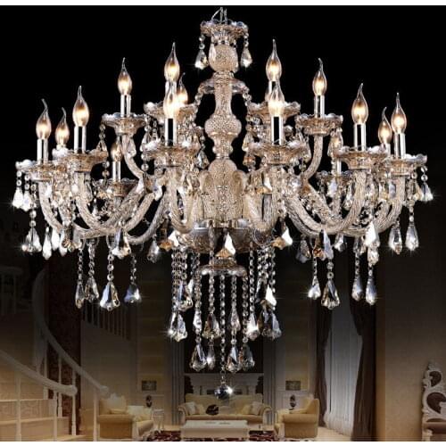 Led crystal chandelier 4/6/8/10/15 Arms ceiling light European classic cognac color light K9 crystal glass candle chandelier