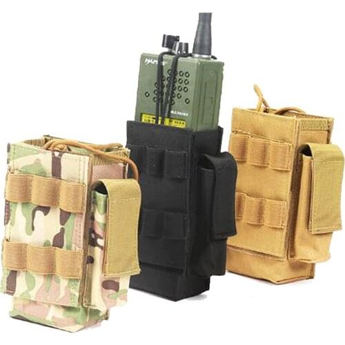 Tactical MOLLE Radio Pouch With Cartridge Ammo Bag Holder and Pistol Magazine Pouch Walkie Talkie For Baofeng Hunting Accessory