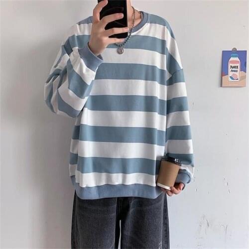 Hoodie Striped Oversized Cotton Men Women Autumn Winter Streetwear Sweethearts Outfit Sport Tidal Current College Hip Hop Best