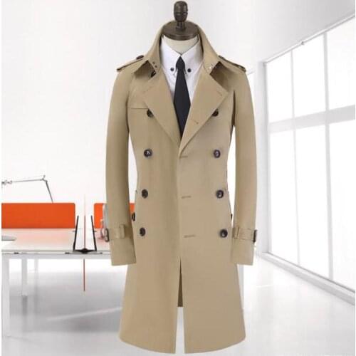 Spring business slim sexy long trench coat men autumn fashion casual double breasted mens trench coat overcoat plus size 8XL 9XL
