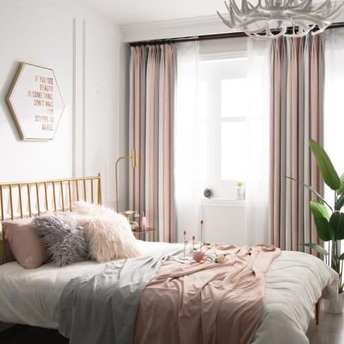 1PC Northern Europe Curtains for Living Room Stripe Shadow Cloth Window Curtain for Bedroom High Shading Powder Ash Color Drapes