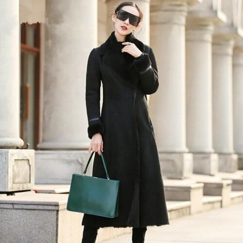 Jacket Winter Women Luxury Double Faced Fur Coat Female Natural Merino Sheep Fur Coats Real Leather Jacket Long Coat MY s