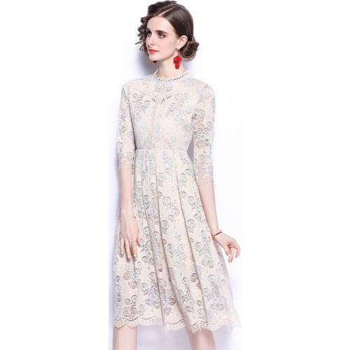 ZUOMAN Women Autumn Elegant Lace Dress Festa High Quality Pink Wedding Party Robe Femme Spring Runway Designer A-Line Vestidos