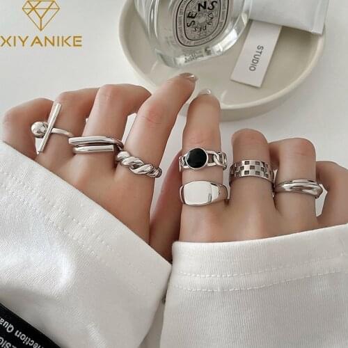 XIYANIKE 925 Sterling Silver Korean Geometric Irregular Intersection Opening Ring Female Fashion Simple Jewelry Party Kольца