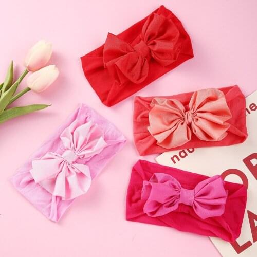 1PCS New baby Braid Nylon Bow Headbands Cable suit Knit Solid Wide Nylon Headbands Turban Baby Girls Head Wrap Hair Accessories