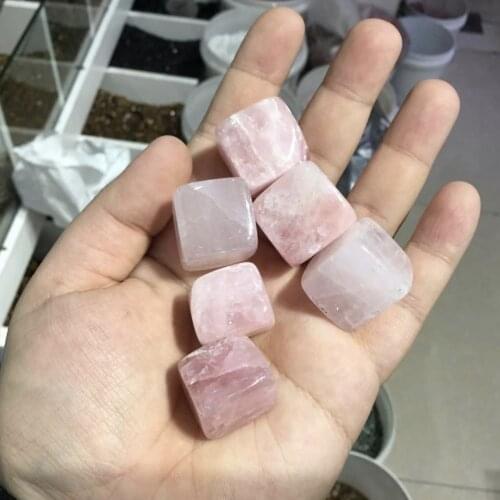 10pcs Natural Rose Quartz Crystal Gravel Rock Madagascar Pink Powder Cube Gemstone Mineral Specimen Home Decoration Energy Stone