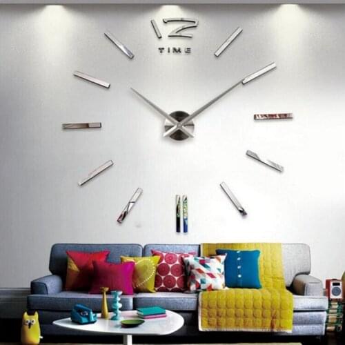 3d real big wall clock rushed mirror wall sticker diy living room home decor fashion watches arrival Quartz wall clocks