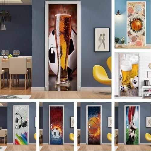 3D Self-Adhesive Decal For Door Beer Football Basketball Wallpaper DIY PVC Bar Home Decoration Poster Wall Sticker Balls Murals