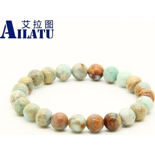 Ailatu Wholesale 10 Pieces/lot Mix Colors 8mm Aqua Terra, Bronzite, Blue Veins, Rutilated Stone Energy Bracelet Jewellery