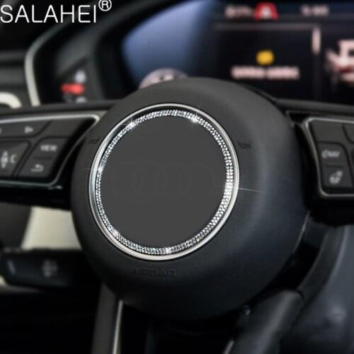 Car Steering Wheel With Diamond Circle For Audi A3 Q5L TTS A5 A4 Decoration Styling Stickers Modification Interior Accessories