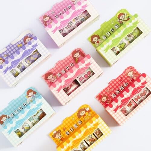 5PCS/set Cute Magic girl daily series Masking Washi Tape Decorative Adhesive Tape Decora Diy Scrapbooking Sticker Label School