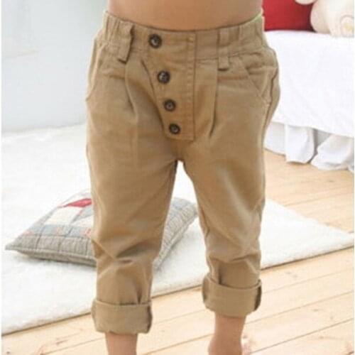Kids Children Baby Boys Pants Retro Khaki Casual Straight Trousers 2-7Y New 2021
