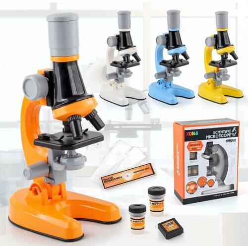 Kids Microscope Kit Science Lab LED 100X-400X-1200X Toy Home School Interest Cultivation Child Boys Birthday Gift Present