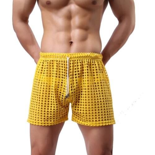 Mens Underwear Sexy Boxer Shorts Breathable See Through Underpants Hollw Out Male Homme Panties Mens Lingerie Fitness Boxers