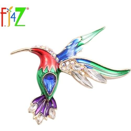 F.J4Z New arrival Fashion Womens Unique Crystal Oil Color Eagle Bird Brooches Pins Accessories alfileres broches