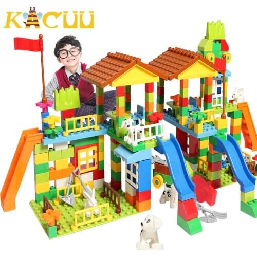 Big Size Marble Rance Blocks Construction Building Block DIY Amusement Park Assembly Figures Bricks Toys For Children Kids Gift
