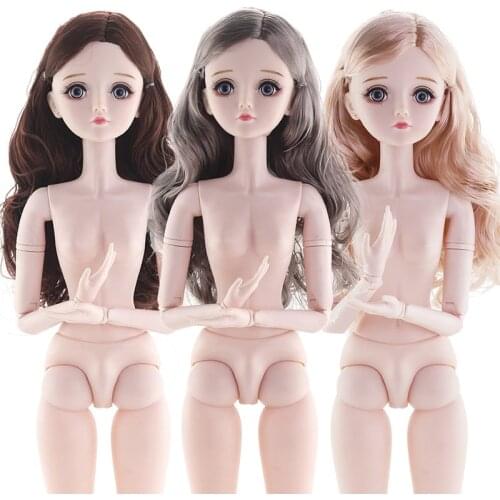 1/3 Doll Big Round Eyes 22 Joints 60CM BJD Dolls Curls Famale Nude Body with Makeup 4D Simulation Eyelash DIY Toy Gift For Girls