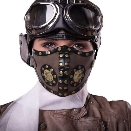 Devil Fashion Steampunk Men And Women Black Rivet Mask Anti-dust Cosplay Party Mask Adjustable Earhook Halloween Mask