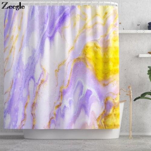 Marble Pattern Bathroom Carpet Set Memory Foam U-Shaped Toilet Rug Set Home Decor Polyester Shower Curtain Anti-Slip Carpet