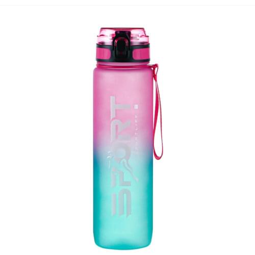 New Sports Water Cup Gradient Color Water Cup Press The Elastic Cover Lock Button Plastic Water Bottle Fitness Portable Cup