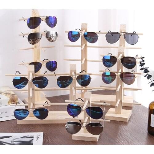 New Sun Glasses Eyeglasses Wood Display Stands Shelf Glasses Display Show Stand Holder Rack 9 Sizes Options Natural Material