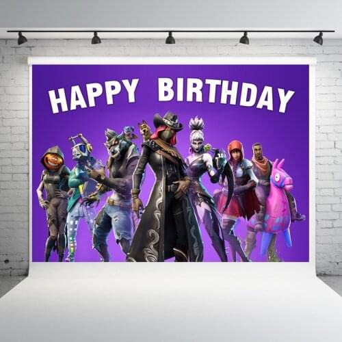 Optional size New Original fortnite Party Birthday Background Cloth Theme Layout game Figure Decoration Supplies Kids toys gift