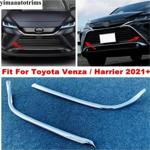 Front Grill Bumper Air-inlet Grille Stripes Decor Cover Trim ABS Chrome Accessories Exterior Kit For Toyota Venza / Harrier 2021