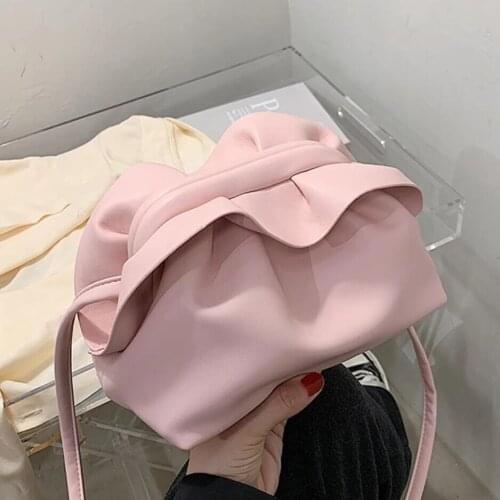 Pleated Crossbody bag 2021 Summer New High quality Soft PU Leather Womens Designer Handbag Luxury brand Shoulder Messenger Bag