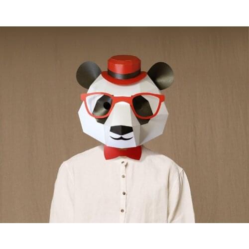 Pre Cut Paper Mask 3d Panda Halloween Costume Cosplay DIY Paper Craft Model Mask Christmas