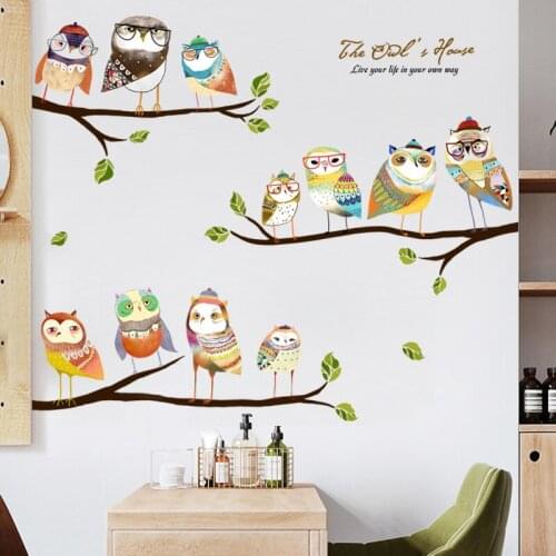 Cartoon Animal Owl Wall Sticker Kids Home Decor Wallpapers for Living Room Kids Rooms Bedroom Furntiure Decals
