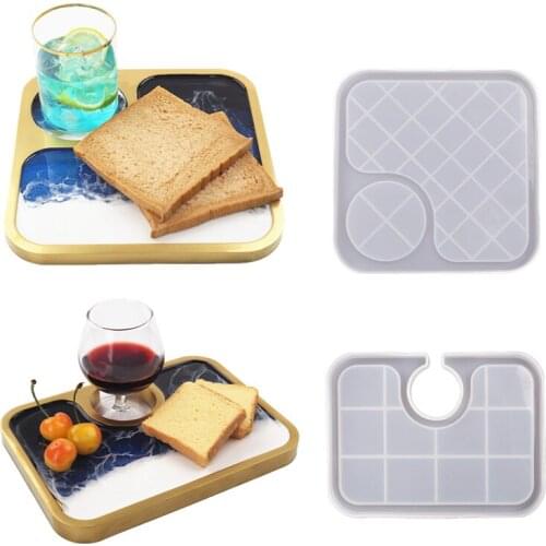 DIY Crystal Epoxy Resin Mold Breakfast Plate Red Wine Glass Tray Coaster Silicone Mold Home Decoration Handmade Crafts