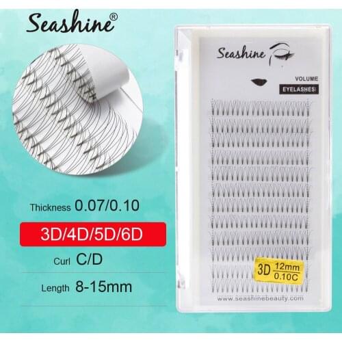 Seashine Short Stem Lashes Extension Russian Premade Volume Fans 3D/4D/5D/6D Pre-fanned Eyelash Extension
