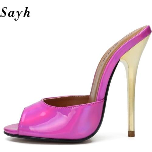 Sexy Womens Ladies 14CM Super High Heels Peep Toe Mules Shoes Pumps Leopard Leather Shoes Party Clubwear Stripper Shoes