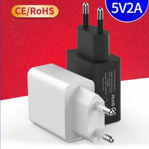 5V2A EU standard plug single USB universal fast charger for iPhone Android series mobile phones Safe and durable
