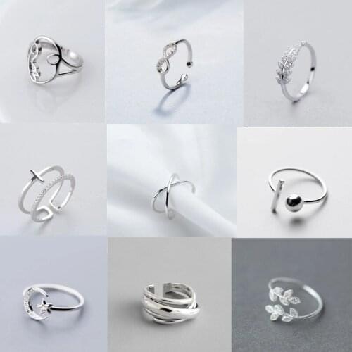 Vintage Punk 925 Sterling Silver Cross Star Finger Rings For Women Girls Party Jewelry A006