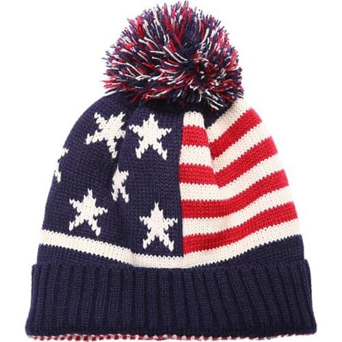 Knitted hat Flag of the USA and UK Skullies Pure color Knitting wool ball Beanies Outdoor cold proof hats Hat for women