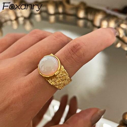 Foxanry 925 Sterling Silver Engagement Rings for Women Trend Elegant Creative Tin Foil Pattern Party Jewelry Gifts Wholesale