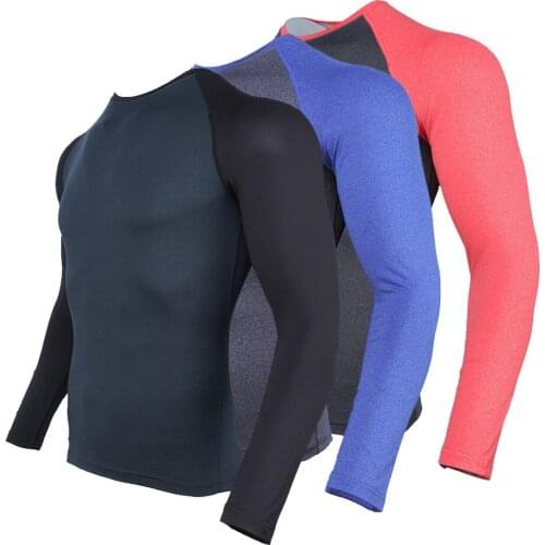 Winter Mans T-Shirt Quick-Drying Compression Running Fitness Tight Long Sleeve Training Bodybuilding Sportswear Gym