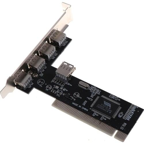 1Pc USB 2.0 4 Port 480Mbps High Speed VIA HUB PCI Controller Card Adapter PCI Cards for Vista Windows ME XP 2000 98 SE