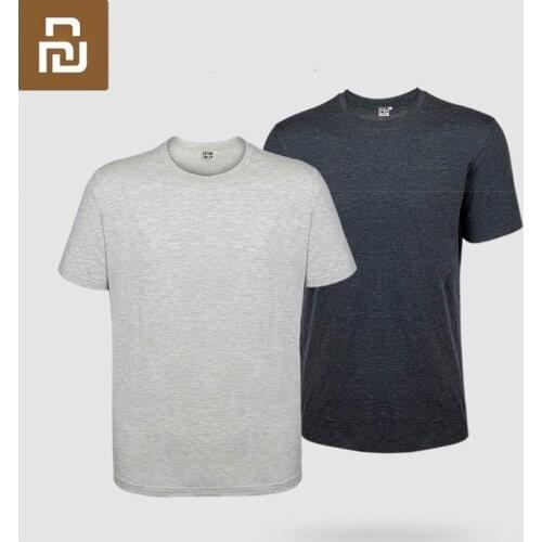 2 Pcs Youpin Short Sleeve Tee Solid Color Clothing 60% Cotton Comfortable Malet-Shirt Casual T Shirt For Men