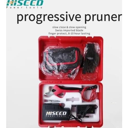 2019 HISEED progressive slow close Electric tree branches pruning shears battery scissors (CE 8-10working hours)