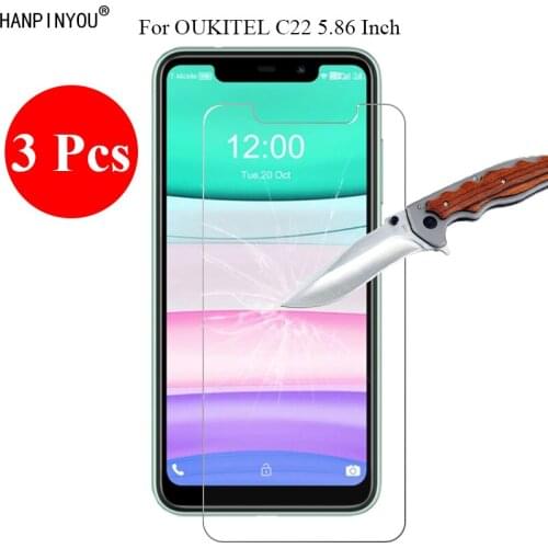 3 Pcs/Lot New 9H 2.5D Tempered Glass Screen Protector For OUKITEL C22 5.86" Protective Film + Clean Tools