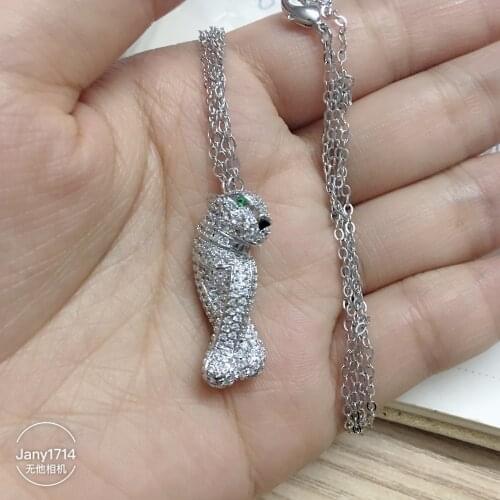 3 colors luxury brand party jewelry 3A cubic zirconia leopard necklace panthere pandat double chain sweater chain