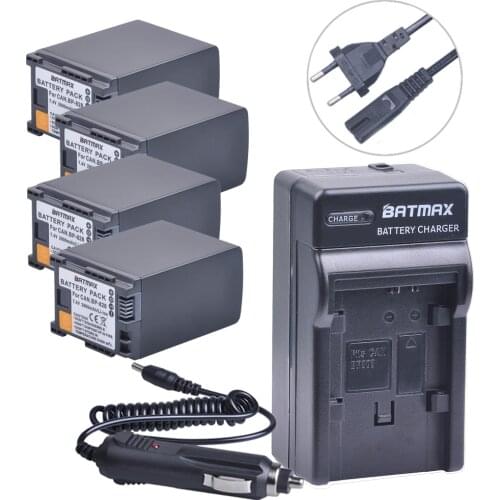 4Pcs 2900mAh BP-828 BP 828 Battery + Digital Wall Charger Kits for Canon VIXIA HF G30, G40, XA20, and XA25 Camcorders Batteries