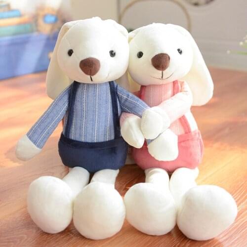 60-70cm Male Rabbit with Shirt Stuffed Plush Hare Toy Animal Bunny Long Ear Doll Good Quality Girl Boy Gift Cool