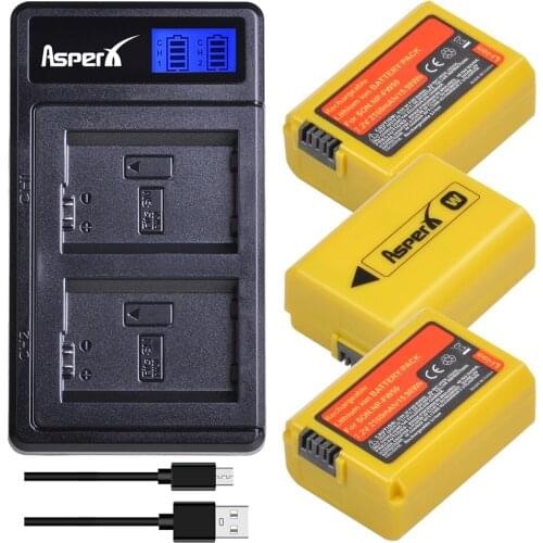 2160mAh NP-FW50 NP FW50 Battery + LED USB Dual Charger for Sony Alpha a6500 a6300 a7 7R a7R a7R II a7II NEX-3 NEX-3N NEX-5