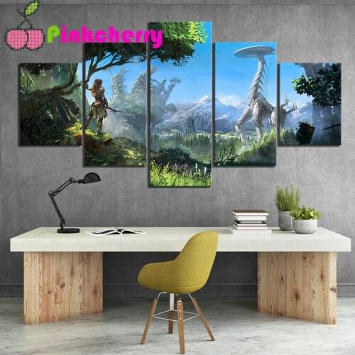5 Panel Horizon Zero Dawn Landscape diamond painting Full Square Round drill 5d diamond embroidery cross stitch,k987