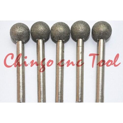 6mm*15mm,#150,Ball shaped diamond grinding end Mill, electroplating diamond grinding head, jade carving grinding,stone